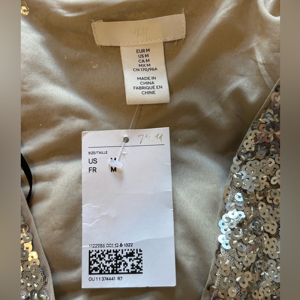H&M Silver Sequin Wrap Cocktail Dress - Picture 3 of 3